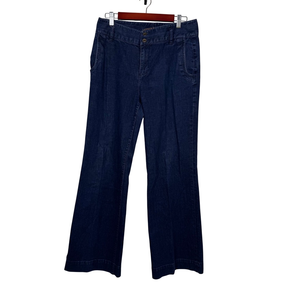 Lauren Ralph Lauren Wide Leg Jeans Women 10 Blue Denim Classic Cowgirl Minimal